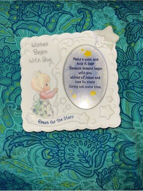 Precious Moments White Star Motif Frame with Pastel Accents